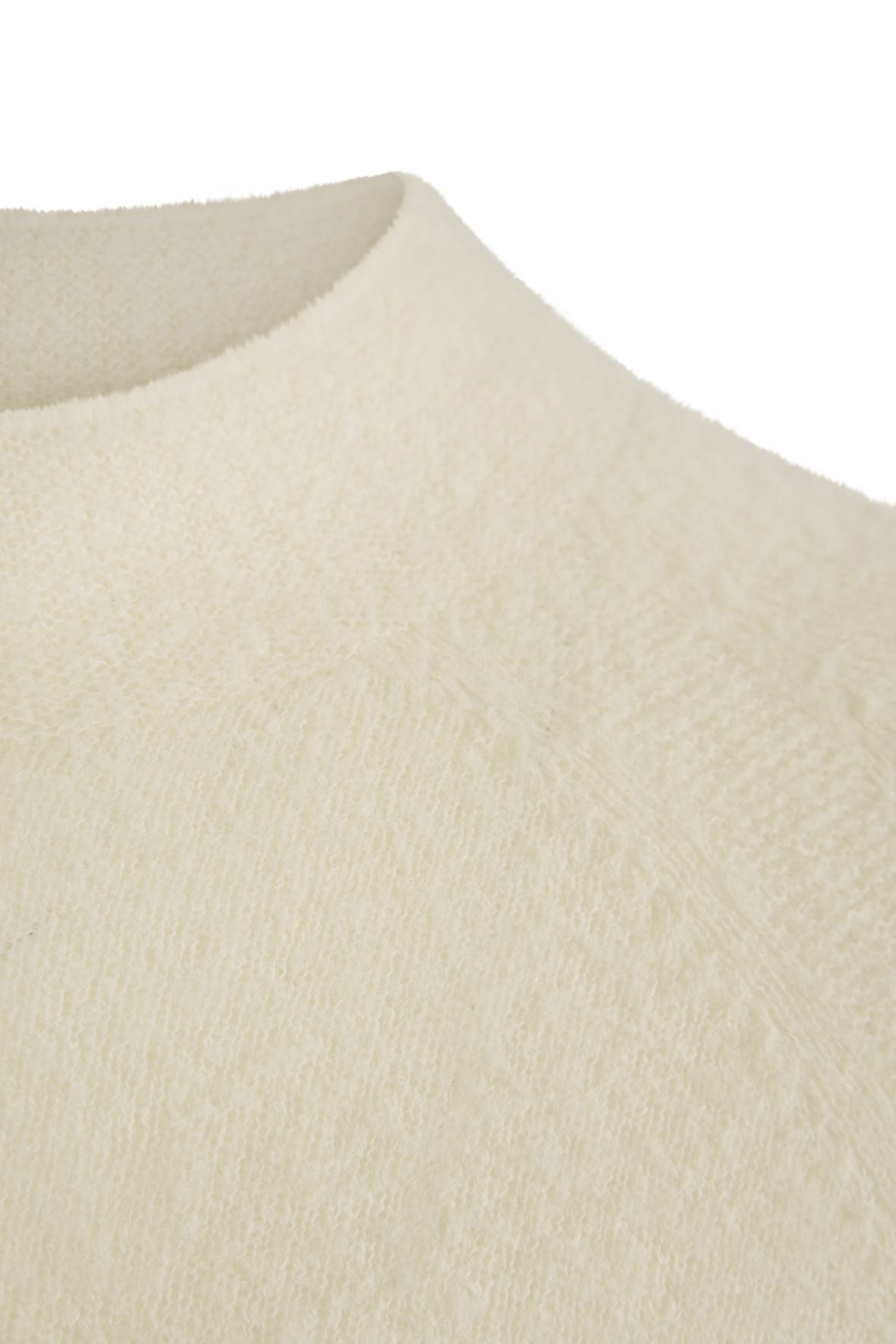 Pullover with stand-up collar made of light, stretchy Merino bouclé yarn, regular fit