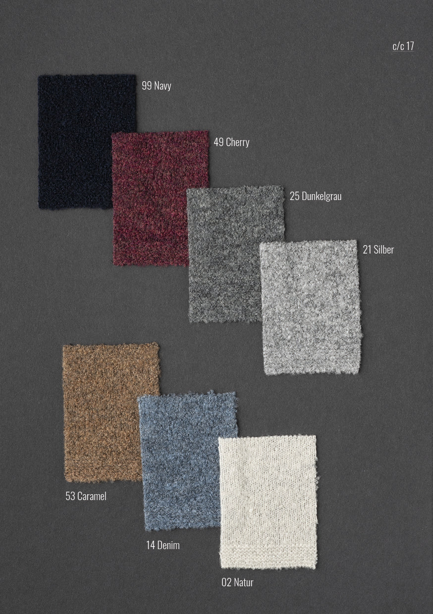 Pullover with stand-up collar made of light, stretchy Merino bouclé yarn, regular fit