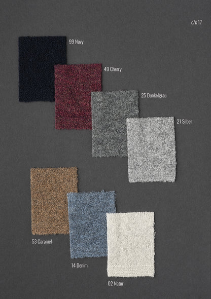 Pullover with stand-up collar made of light, stretchy Merino bouclé yarn, regular fit