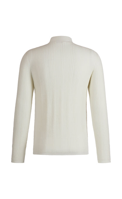 Stehkragen-Pullover in markanter Rippstruktur, nahtlos gestrickt aus feinster Merinowolle, regular fit