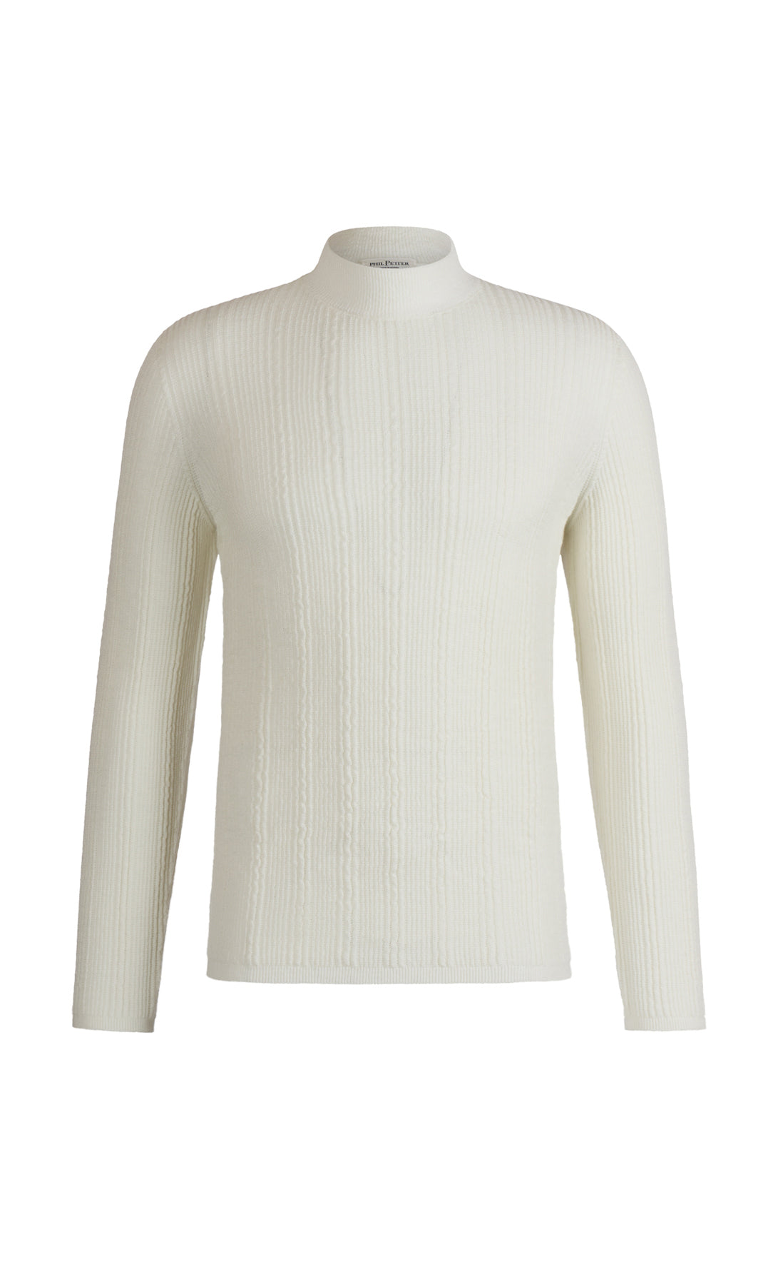 Stehkragen-Pullover in markanter Rippstruktur, nahtlos gestrickt aus feinster Merinowolle, regular fit