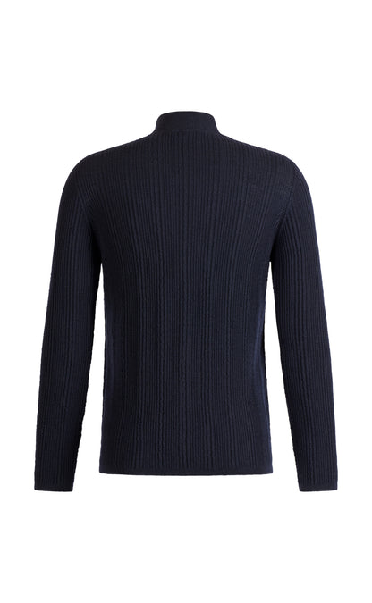 Stehkragen-Pullover in markanter Rippstruktur, nahtlos gestrickt aus feinster Merinowolle, regular fit