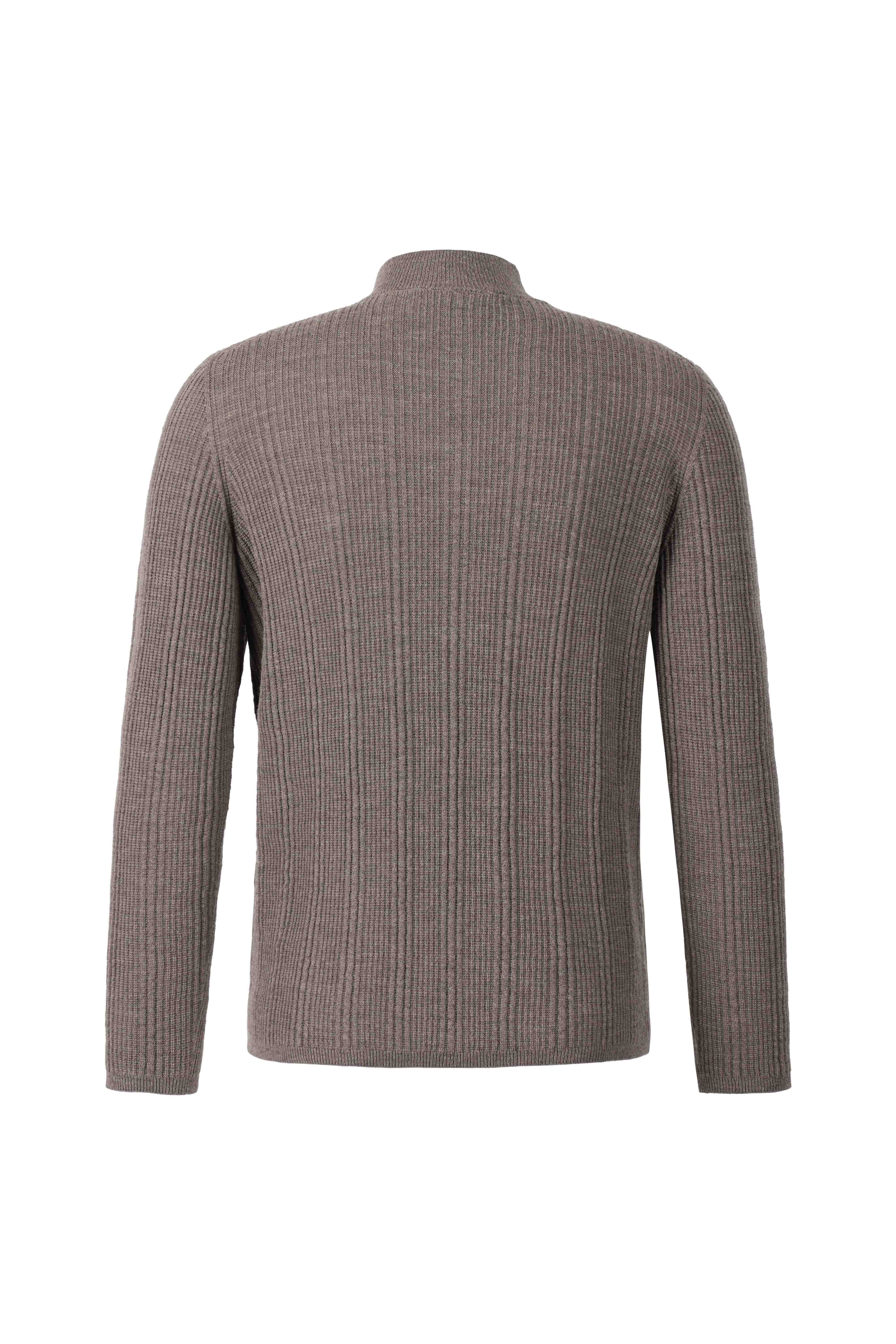 Stehkragen-Pullover in markanter Rippstruktur, nahtlos gestrickt aus feinster Merinowolle, regular fit
