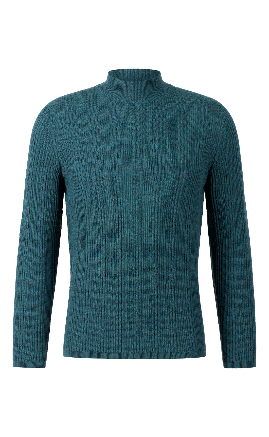 Stehkragen-Pullover in markanter Rippstruktur, nahtlos gestrickt aus feinster Merinowolle, regular fit